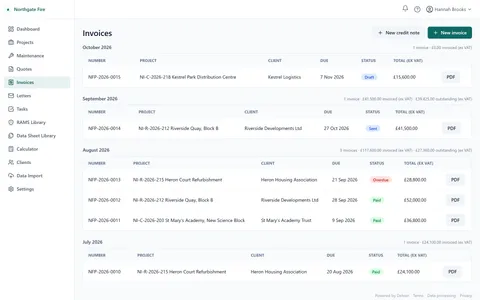 Invoice screen screenshot