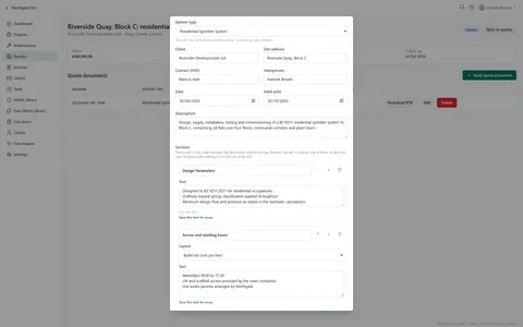 Quote builder screenshot